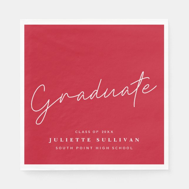 Simple Script Red Graduation Party Serviette (Vorderseite)