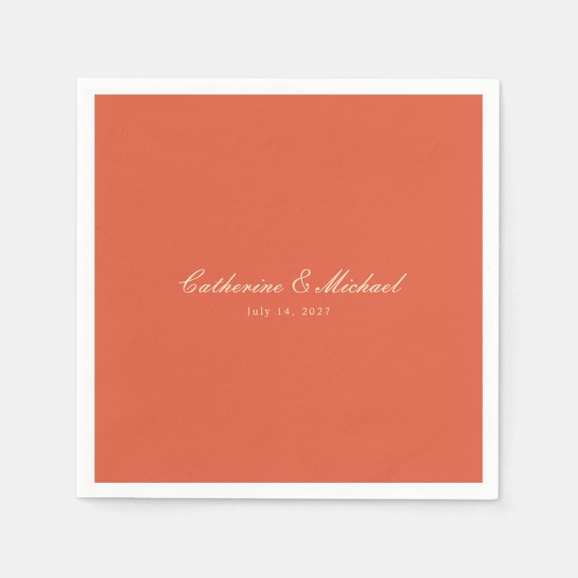 Simple Script Sunset Orange Wedding Serviette (Vorderseite)