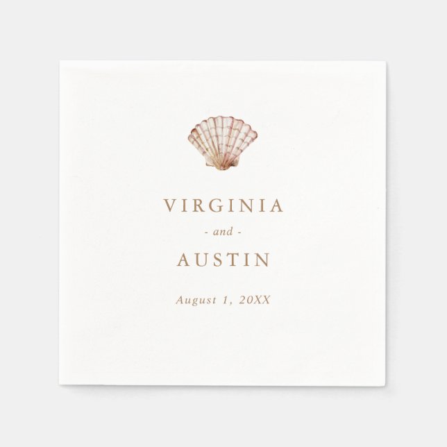 Simple Seashell Wedding Serviette (Vorderseite)