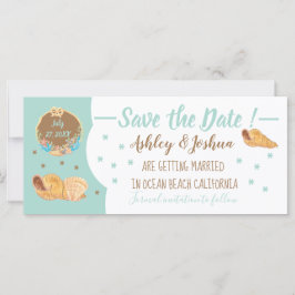 Simple Seashells Beach Save the Date Card
