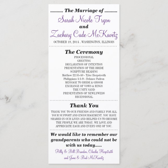 Simple Silhouettes Programme de mariage Rack Card- (Devant)