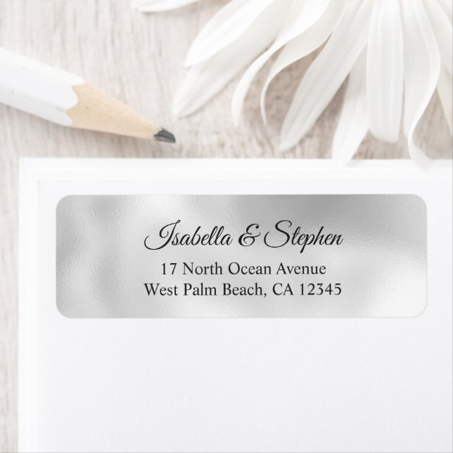 Simple Silver Pearl Elegant Return Address Label (Insitu)