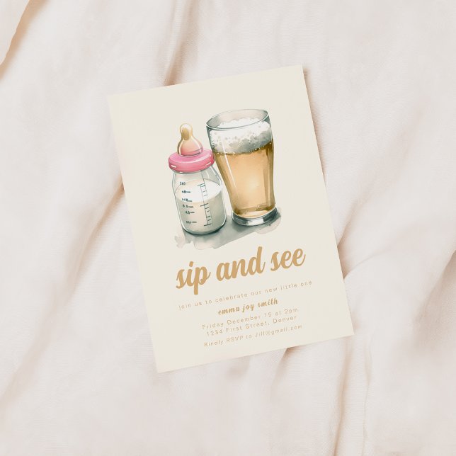 Simple Sip et voir Baby shower Invitation (Créateur téléchargé)
