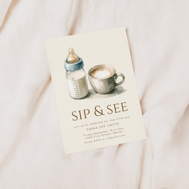 Simple Sip et voir Baby shower Invitation (Créateur téléchargé)