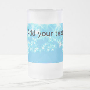 Simple sky blue glitt sparkle stars add your text mattglas bierglas