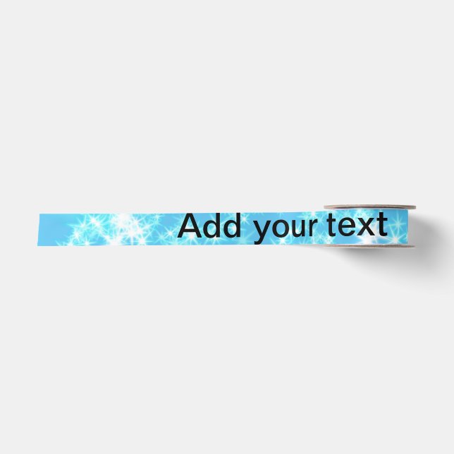 Simple sky blue glitt sparkle stars add your text  satinband (Vorderseite)