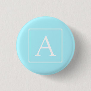 Simple Sky Blue Monogram Button