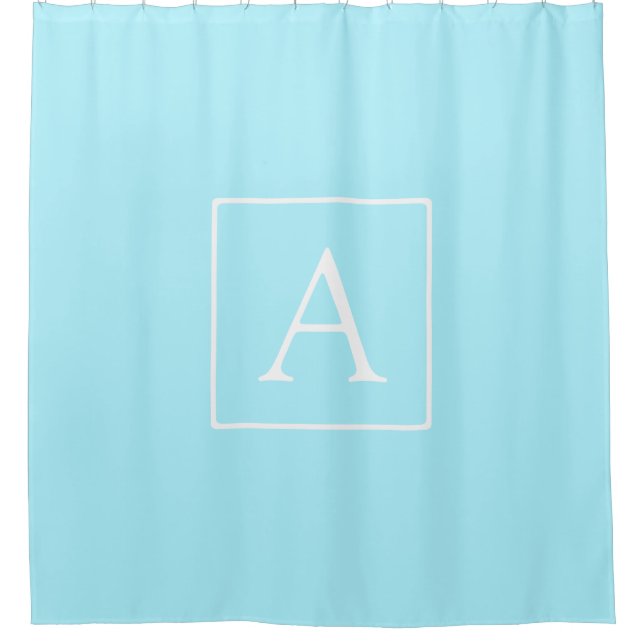 Simple Sky Blue Monogram Duschvorhang (Vorderseite)
