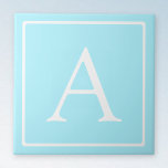 Simple Sky Blue Monogram Fliese<br><div class="desc">Vielen Dank für Ihren Kauf!</div>