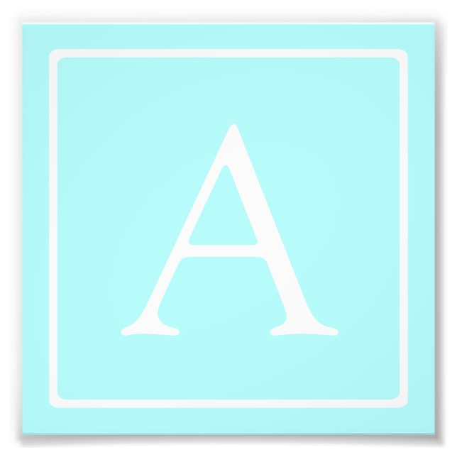 Simple Sky Blue Monogram Fotodruck (Vorne)