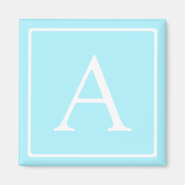 Simple Sky Blue Monogram Magnet (Vorne)
