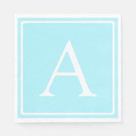 Simple Sky Blue Monogram Serviette