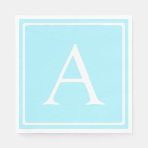 Simple Sky Blue Monogram Serviette
