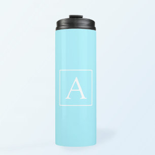 Simple Sky Blue Monogram Thermosbecher