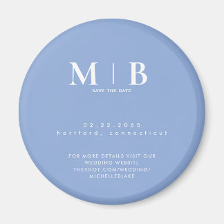 Simple Sky Blue Monogram Wedding Save the Date Magnet