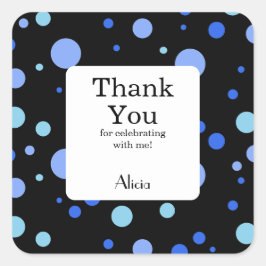 Simple Sky Blue Polka Dot Black Vielen Dank Quadratischer Aufkleber