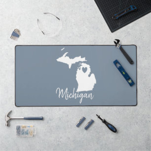 Simple Slate Blue Michigan Zuhause Staaten Map Schreibtischunterlage