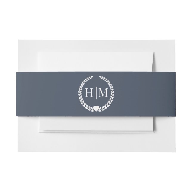 Simple Slate Navy Blue Monogram Invitation Einladungsbanderole (Vorderseite Beispiel)