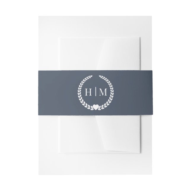 Simple Slate Navy Blue Monogram Invitation Einladungsbanderole (Vorderseite Beispiel)