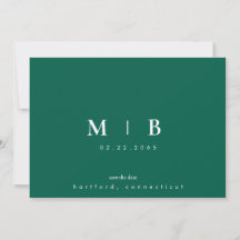 Simple Sleek Emerald Green Monogram Wedding