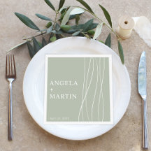 Simple Sleek Lines Dusty Sage Paper Dinner Napkins