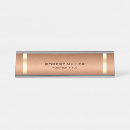 Simple slick copper brown & gold metallic texture schreibtischnamensplakette