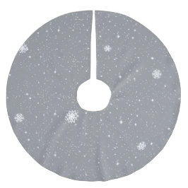 Simple Snow Flakes on GREY Polyester Weihnachtsbaumdecke