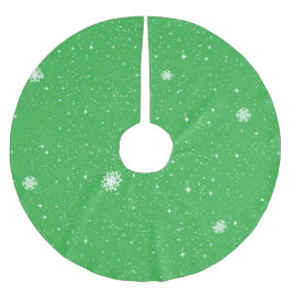 Simple Snow Flakes on LIGHT GREEN Polyester Weihnachtsbaumdecke
