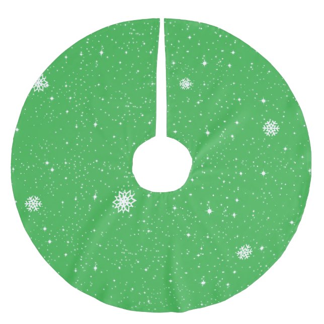 Simple Snow Flakes on LIGHT GREEN Polyester Weihnachtsbaumdecke (Vorderseite)