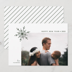 Simple Snowflake Japandi New Year Photo Feiertagskarte