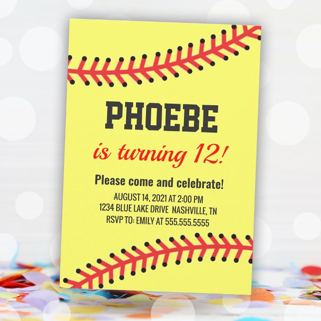 Simple Softball Birthday Einladung (Simple Softball Birthday Invitation)