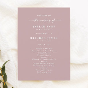 Simple Solid Dusty Mauve Wedding Ceremony Program Programm
