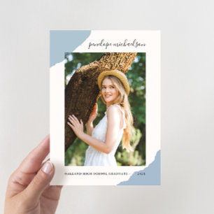 Simple Splashes Blue Foto Graduation Party Einladung