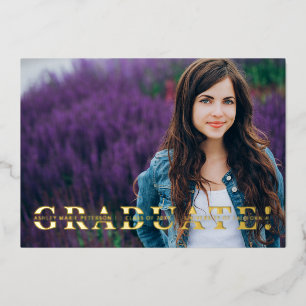 Simple Split Gold Script Foto GraduationFoil I     Folieneinladung