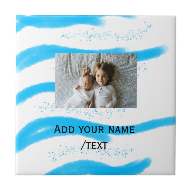 simple star sparkle glitter add photo custom text  fliese (Vorderseite)