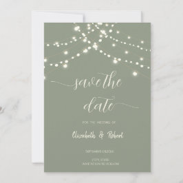 Simple String Lights Sage Green Save The Date