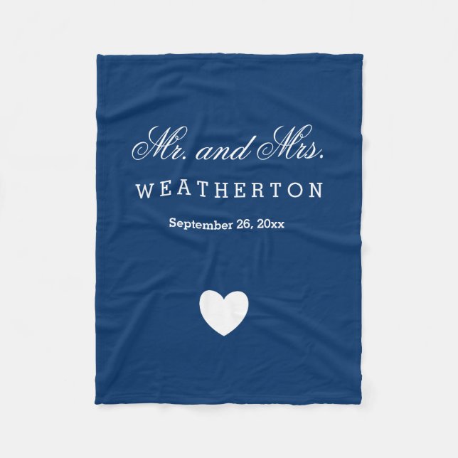 Simple Style Mr. und Mrs. Wedding Names Date A32 Fleecedecke (Vorderseite)