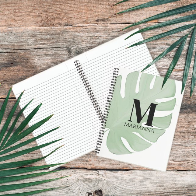 Simple Stylish Chic Tropical Green Palm Leaves Notizbuch (Von Creator hochgeladen)