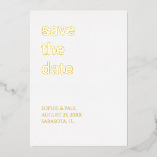 Simple stylish Enregistrer la date Invitation Foil