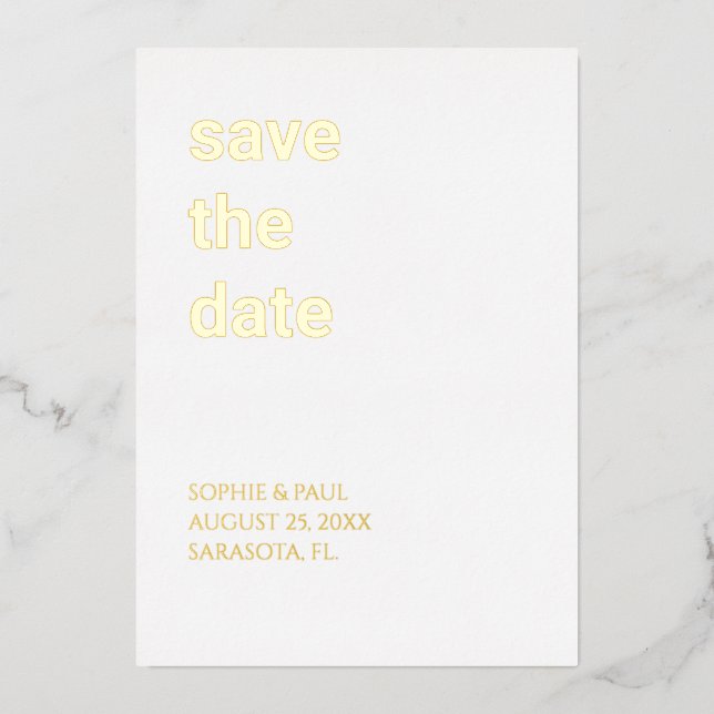 Simple stylish Enregistrer la date Invitation Foil (Recto)