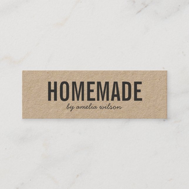 Simple Stylish Rustic Homemade Kraft Mini Visitenkarte (Vorderseite)