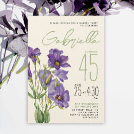 Simple Stylish Sage Green Lila Lisianthus Blume Einladung