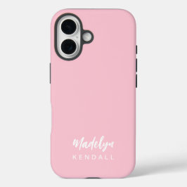 Simple Stylish Script Name Cotton Candy Pink iPhone 16 Hülle