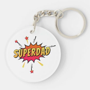Simple Superdad Comique Retro Pop Art   Porte-clé