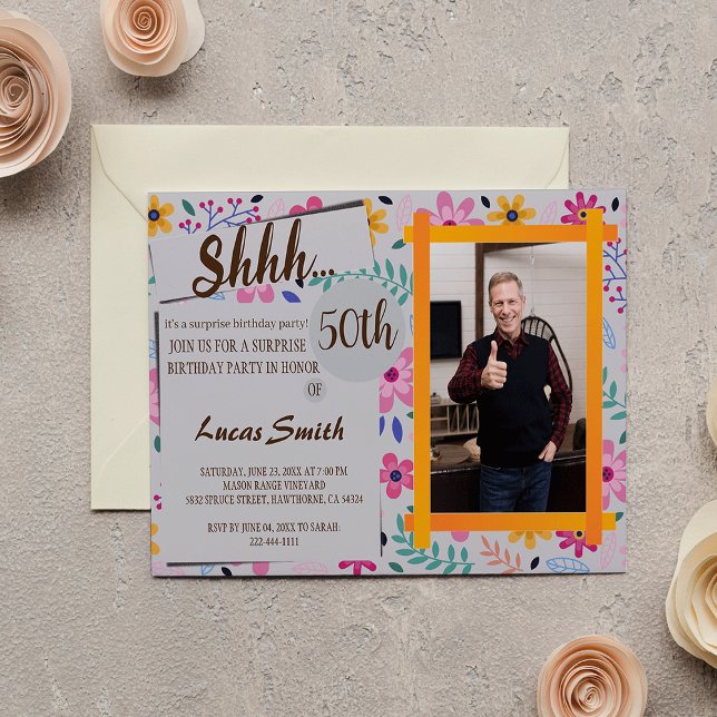 simple Surprise Anniversaire Fête Photo Invitation (Créateur téléchargé)