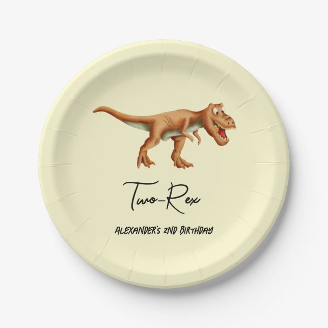 Simple T Rex Dinosaur Geburtstagsparty Pappteller (Vorderseite)