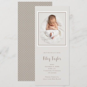 Simple Tall Baby Foto Birth Ankündigung