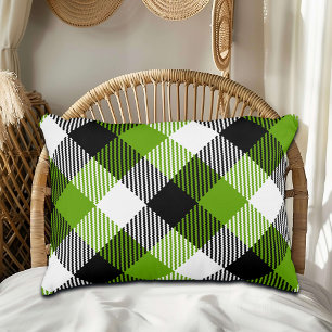 Simple Tartan Plaid Neon Green Dekokissen