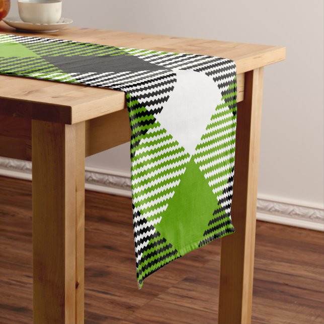 Simple Tartan Plaid Neon Green Großer Tischläufer (Beispiel)