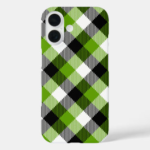Simple Tartan Plaid Neon Green iPhone 16 Hülle